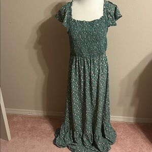 Kaileigh Teal Floral Maxi Dress